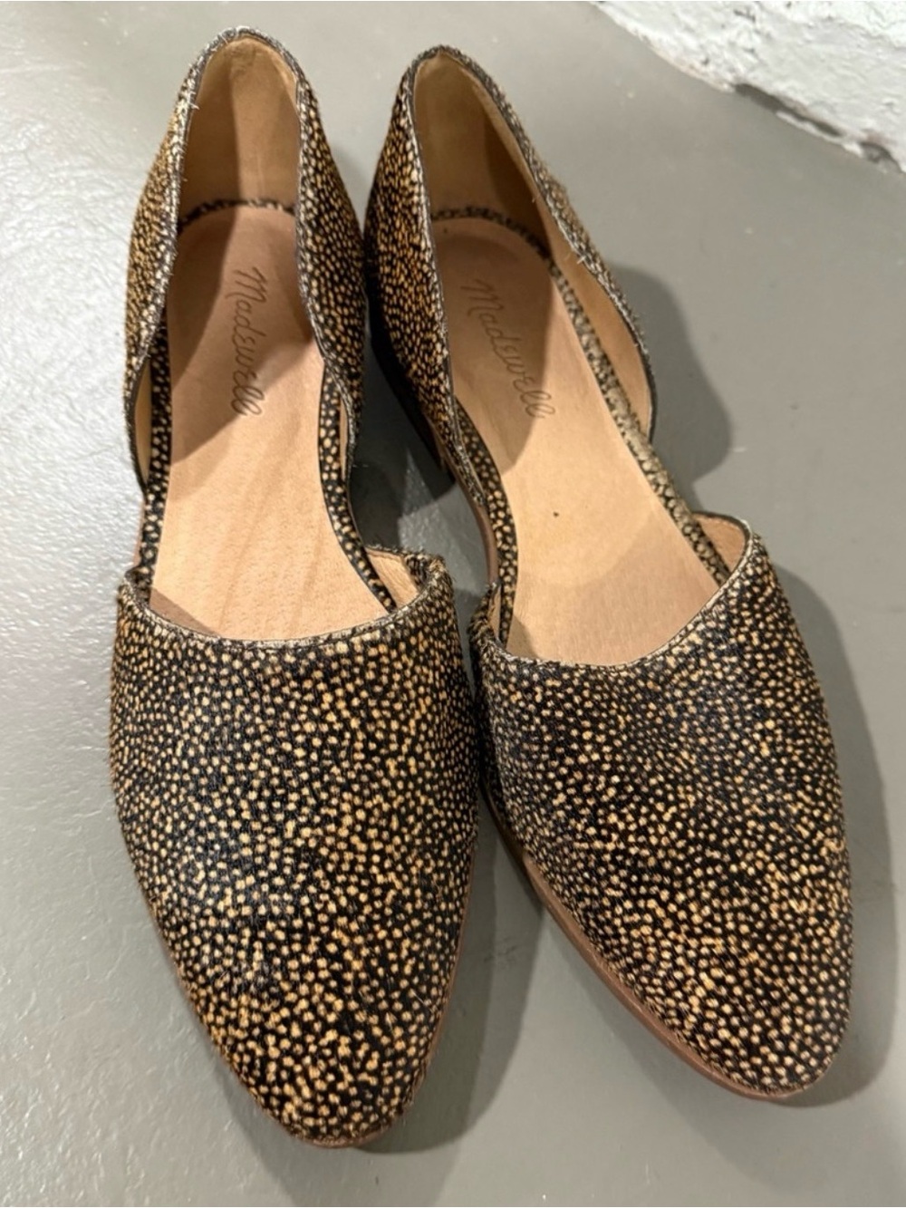 Madewell Black and Tan Speckled D'Orsay Flats